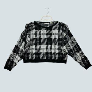 Vintage Cristinas Made In Italy Black & White Plaid Sweater Cropped Fit Size L